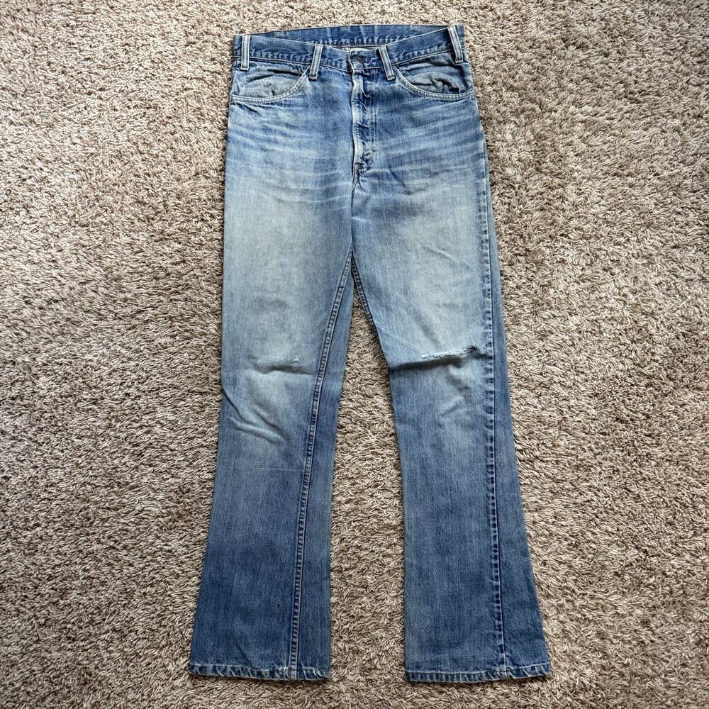 Vintage Levi’s 70’s Orange Tab 646 Bell Bottom Flare Blue Denim Jeans Size 32x34